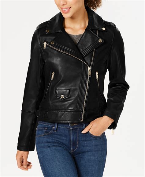 michael kors asymmetrical zip leather motorcycle jacket|MICHAEL Michael Kors Petite Leather Moto Jacket .